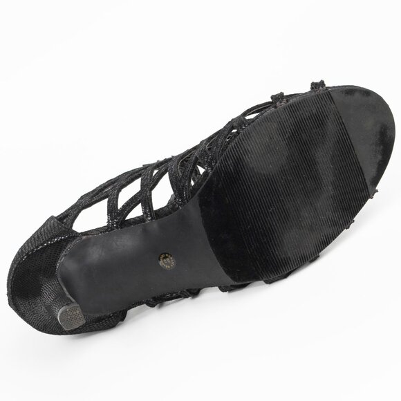 a.n.a Caroline Black Lattice Design Peep Toe High Heel Sandals Black 6.5 - Picture 9 of 14